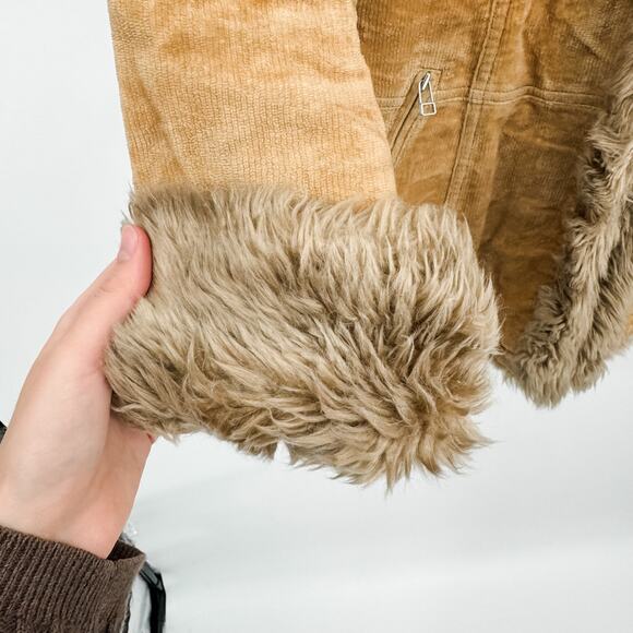 Burberry Jacket Brown Quilted Winter Shearling Coat Ladies Tan Vintage Corduroy - Picture 6 of 14